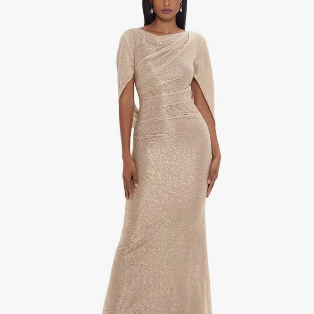 Betsy & Adam Gold Evening Gown